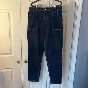 Free Assembly Blue Denim Jeans with Tapered Legs and Light Stitching